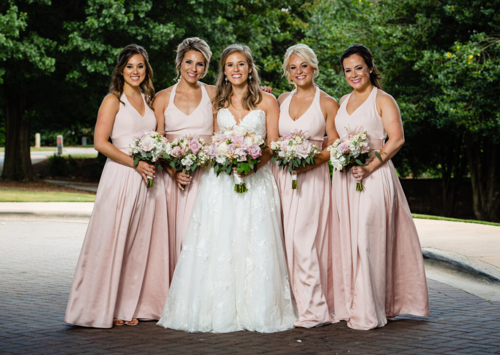 bride and bridesmaids on a wedding day